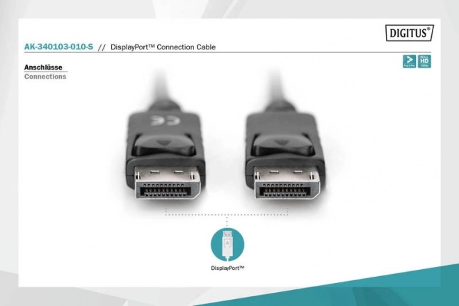 Kábel DisplayPort csatlakozóval 1080p FHD fekete 1m