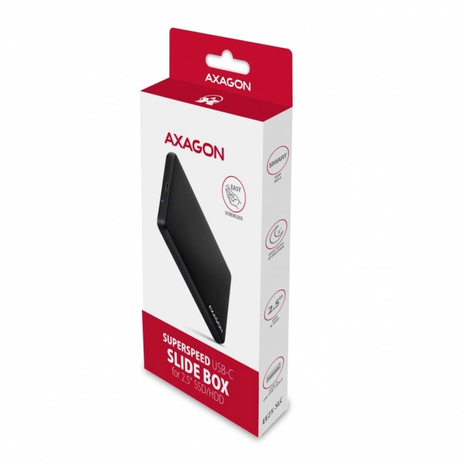 Axagon Slide Box külső ház USB-C 3.2 SATA-hoz, fekete