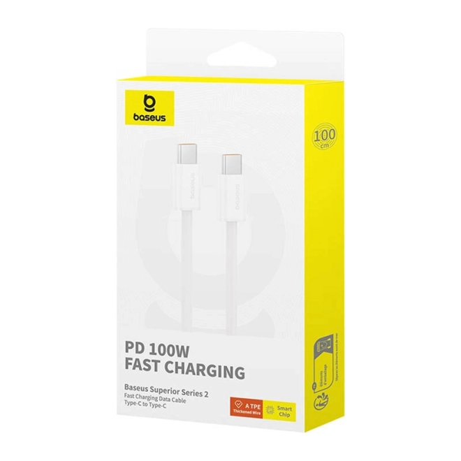 Gyors töltőkábel USB-C Baseus Superior 2 100W 1m (Fehér)