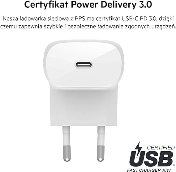 Hálózati töltő 30W USB-C PD PPS kábellel