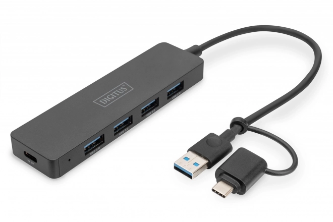 Usb 3.0 4 portos SlimLine Hub Usb-a és Usb-c adapterrel