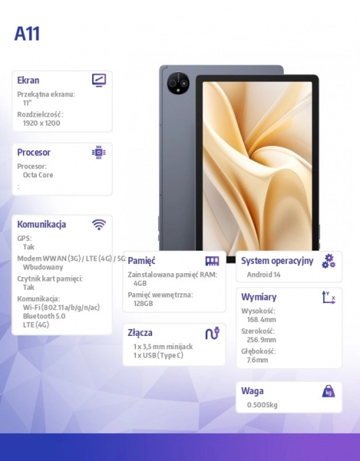 Tablet 11 colos 4G 256GB Szürke