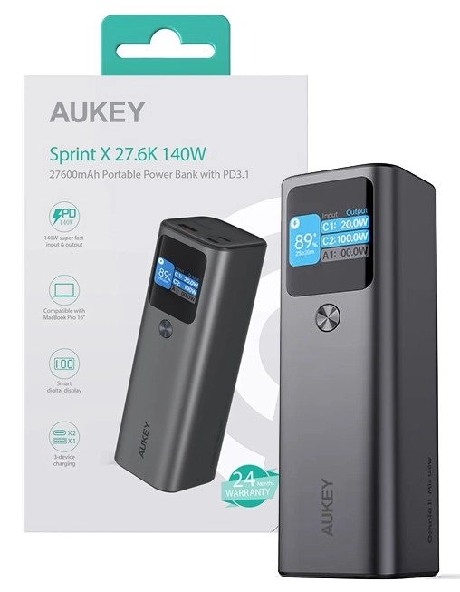 Kompakt Powerbank AUKEY 26800mAh - Fekete