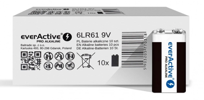 Everactive Pro alkáli elem 9V 10 darabos csomag