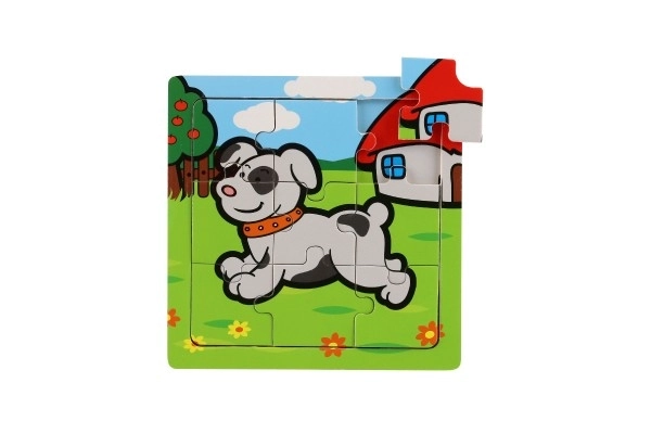 Mini puzzle fából 9 darabos Az első állataim babáknak 15x15x0,8cm 6 féle