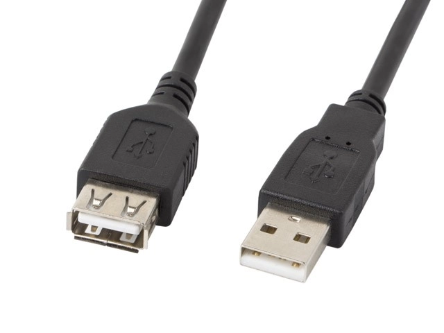 Fekete USB 2.0 hosszabbító kábel 1.8m