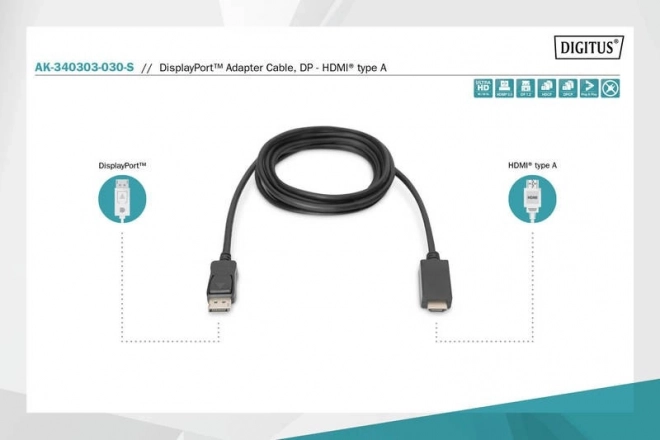 DisplayPort HDMI adapter kábel 4K 60Hz UH