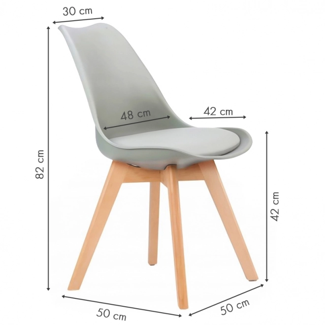 Székek, nappali és étkező székek készlete párnával, világosszürke ModernHome