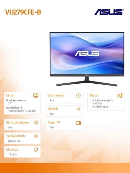 27 hüvelykes IPS monitor USB-C-vel