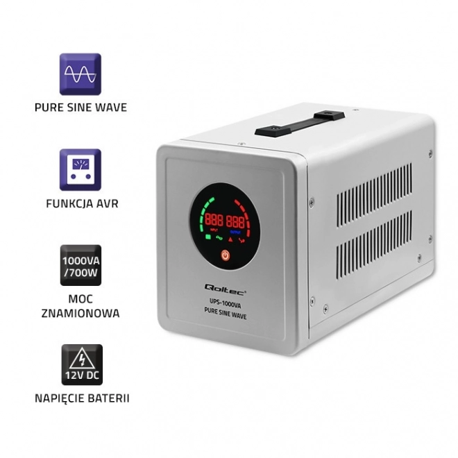 Qoltec Pure Sine Wave UPS 1000VA tartalék tápegység