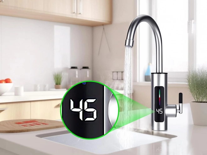 Áramlásos elektromos vízmelegítő konyhai csaptelep LCD kijelzővel 3000W