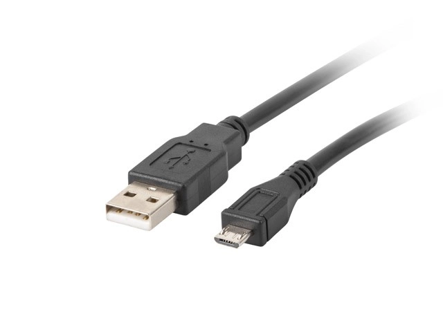 Fekete USB 2.0 Mikro USB Kábel 1.8m