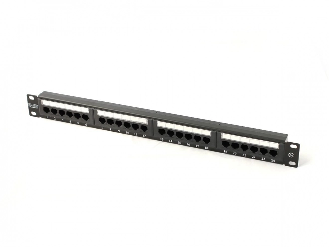 19" 24 portos patch panel, kategória 5e, fekete