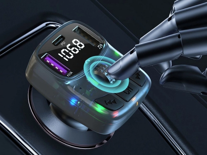 Autós FM Bluetooth Transmitter 5.3 többszörös USB töltővel
