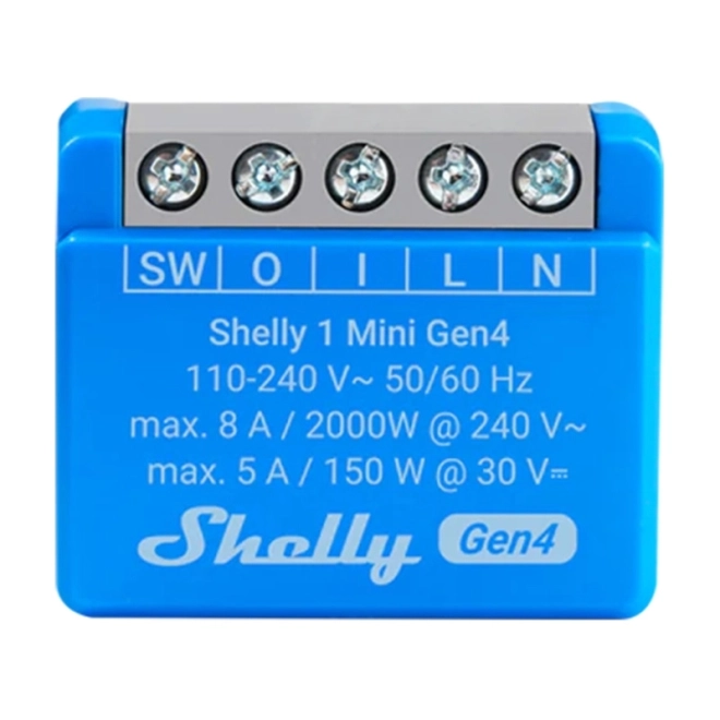 Shelly 1 Mini Gen4 intelligens relé Zigbee és Matter támogatással