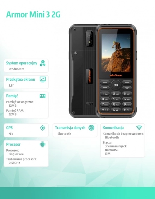 Fekete Armor Mini 3 2G telefon
