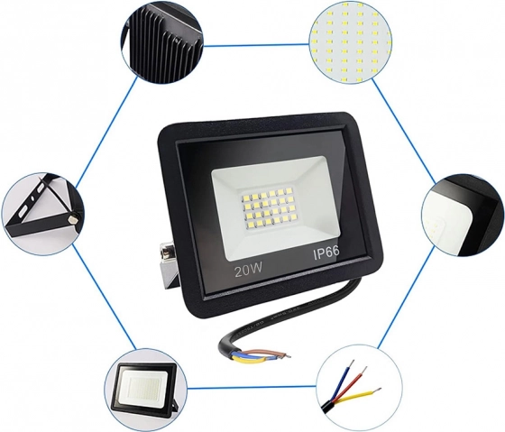 Kültéri LED reflektor 20W 6000K vízálló IP66