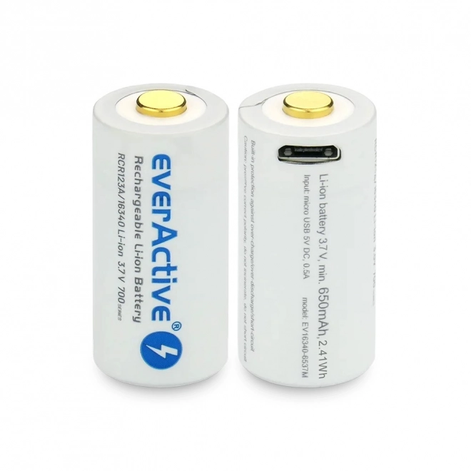 EverActive 16340 lítium-ion akkumulátor 700 mAh micro USB-vel