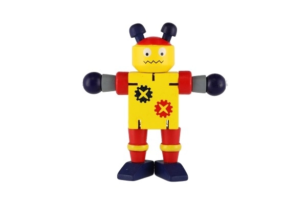 Fából készült robot játékfigura 12 cm