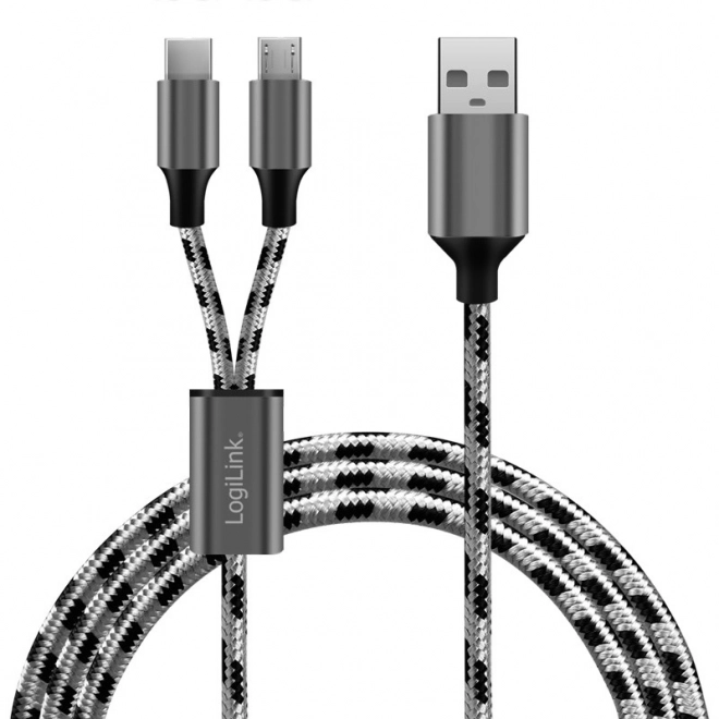 LogiLink 2 az 1-ben USB adatkábellel Micro USB és USB-C csatlakozóval, 1.2 méteres