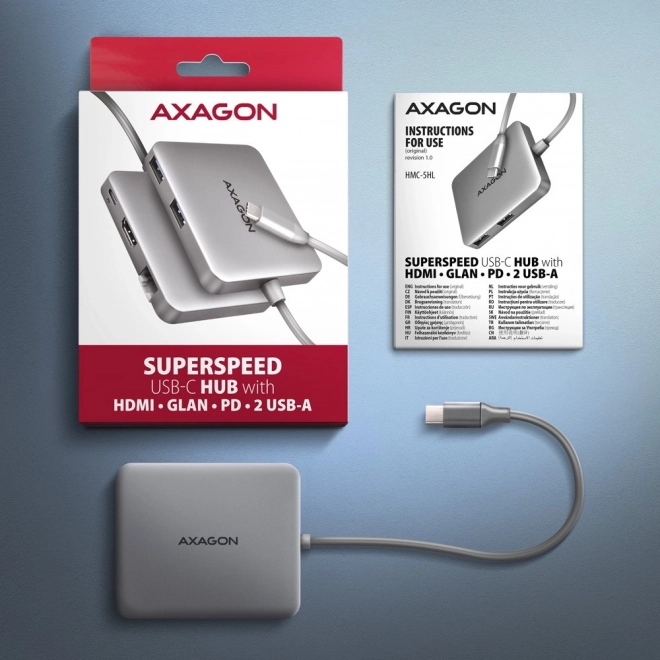 Axagon HMC-5HL többportos USB-C hub 5 az 1-ben dokkolóállomás