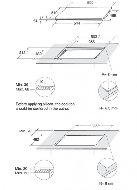 Üveg gázfőzőlap Whirlpool 4 égős