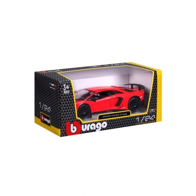 Bburago 1:24 Lamborghini Aventador LP 750-4 SV piros modellautó