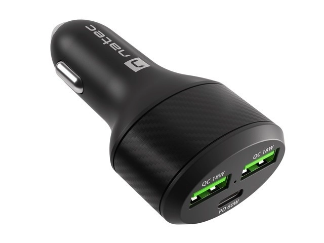 Natec autós töltő 2x USB 1x USB-C gyorstöltéssel