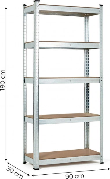 Fém tároló állvány 180x90x30 cm, 5 polc, teherbírás 875 kg ModernHome