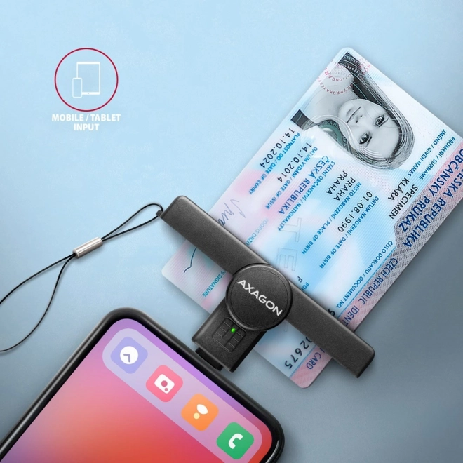 Axagon PocketReader USB-C azonosítókártya olvasó