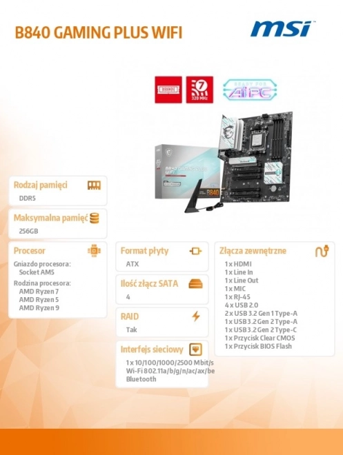 Gaming Plus Wifi B840 alaplap