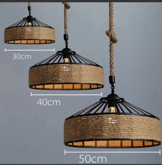 Kender kötél mennyezeti lámpa 40 cm átmérővel