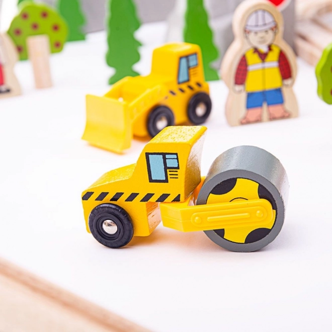 Bigjigs Rail Fa Vasútkészlet hegyi úttal 112 darabból