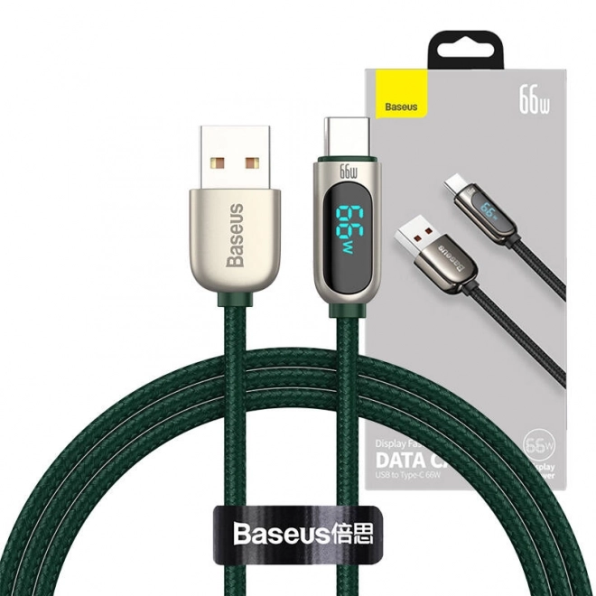 Baseus kábel kijelzővel USB-C típusú, 66W, 1m (zöld)