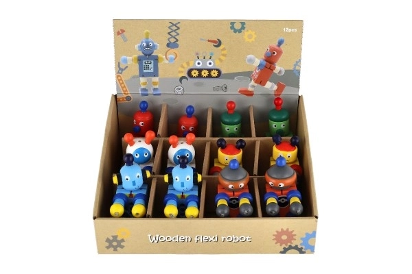 Fából készült robot játékfigura 12 cm