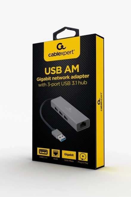 USB-AM adapter LAN csatlakozóhoz, 3 USB 3.0 csatlakozóval