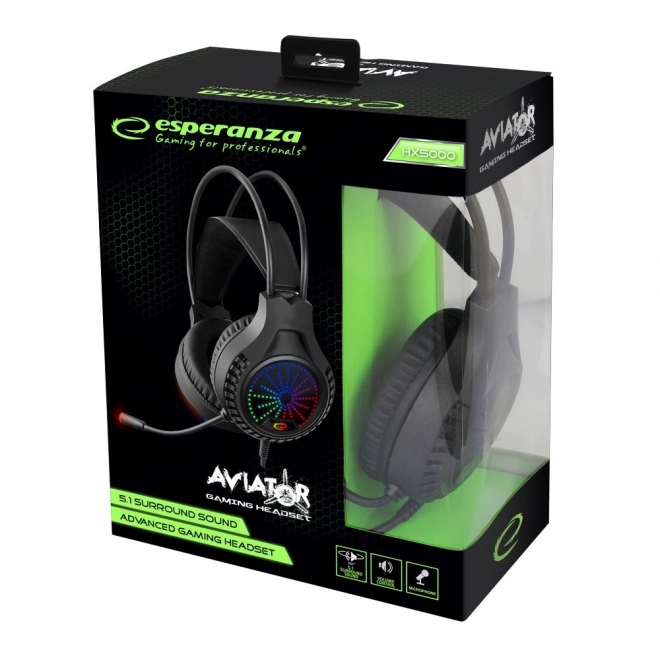 Gaming 5.1 headset mikrofonnal Aviator