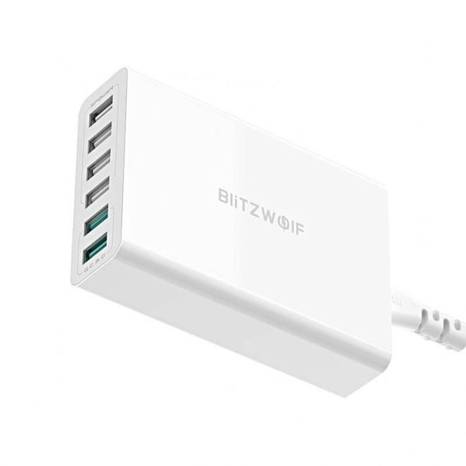 USB töltő 6 porttal BlitzWolf QC 3.0, 60W fehér