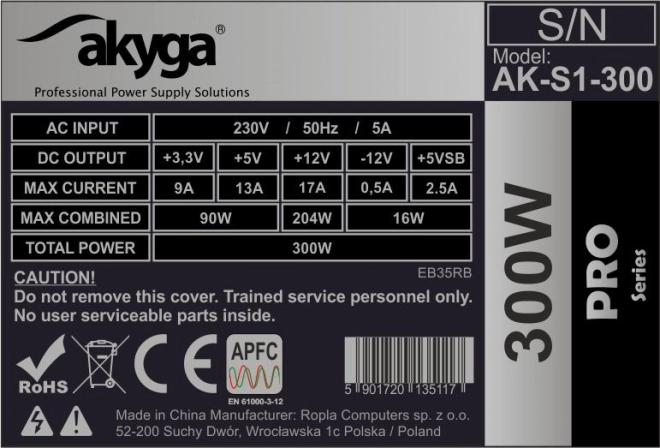 Akyga SFX 300W tápegység