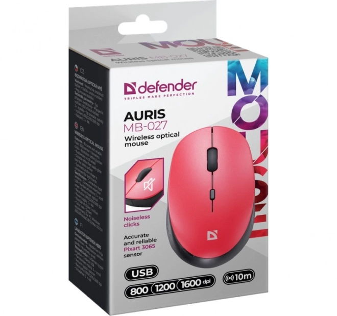 Vezeték nélküli egér AURIS MB-027 800/1200/1600 DPI – Red