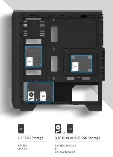 S2 ATX mid torony PC ház 120mm ventilátorral