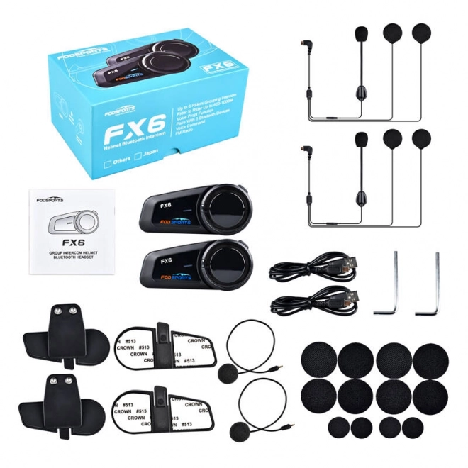 Fodsports motoros intercom FX6 páros csomagolásban