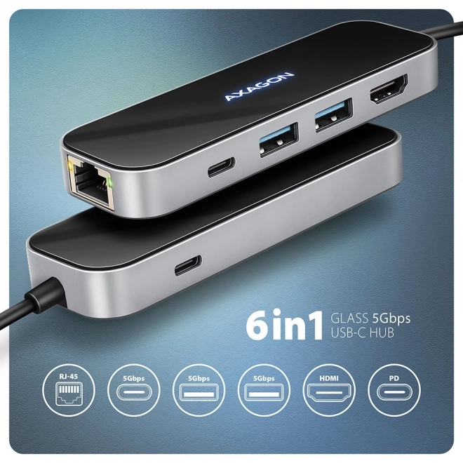 Axagon HMC-6GLN USB hub 6 az 1-ben