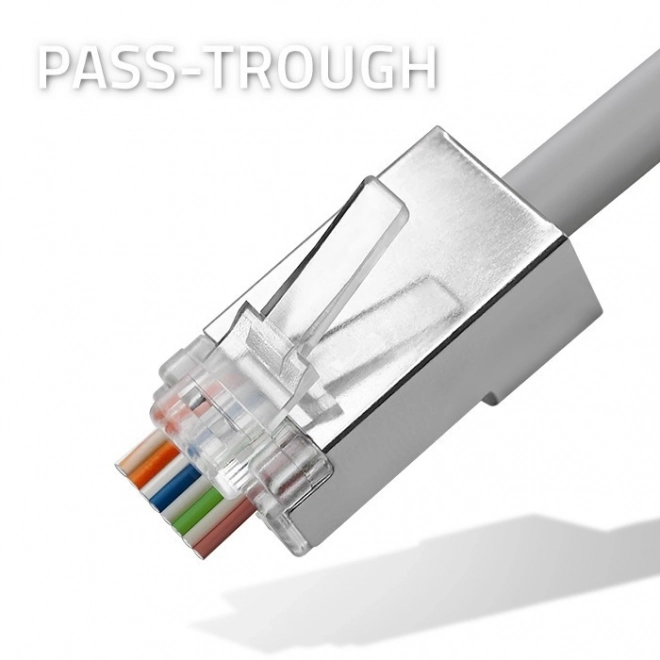 Átvezető csatlakozó RJ45 CAT5e FTP átmenő aranyozott érintkezők 100 darab