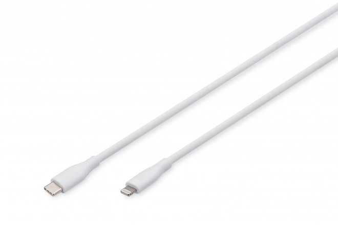 Töltőkábel szilikon USB-C - Lightning, USB 2.0, MFI tanúsítvánnyal, 60W, 1m, Fehér