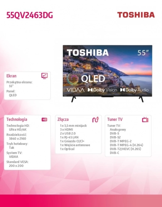55 hüvelykes QLED televízió 55QV2463DG