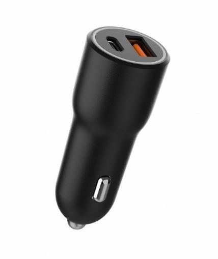 Autós USB töltő USB-A/USB-C 38W PD fekete