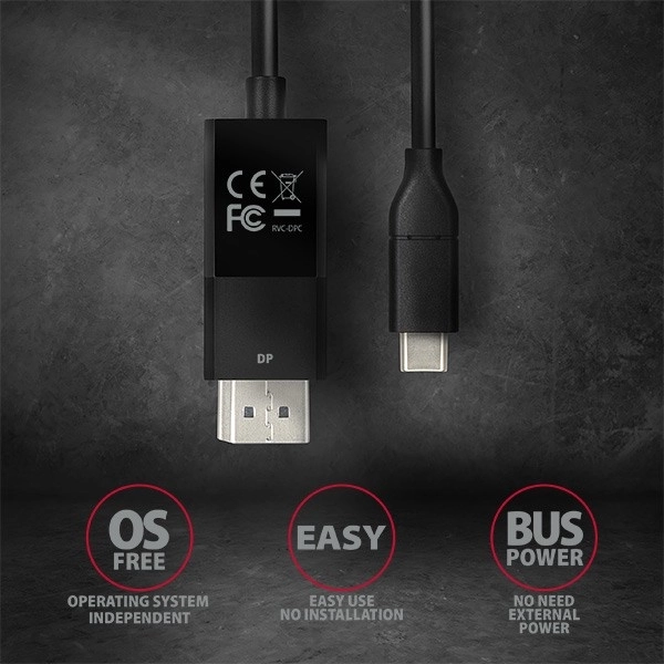 Usb-c a displayport aktív átalakító kábel 1,8m 4k/60hz