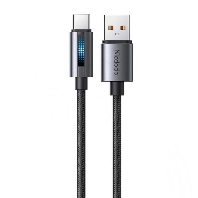 Kábel USB-A-ról USB-C-re LED világítással - fekete, 1,2 m