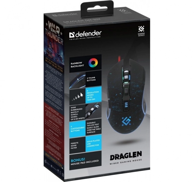 Defender Draglen vezetékes gamer egér